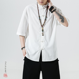 跑量现货5色 夏季2026冰丝抗皱 盘扣 男短袖衬衫/衬衣A8001*p40图片