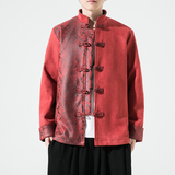 有货2026春盘扣风撞色拼接麂皮绒唐装/汉服A852*P100，男装民族服装，钱塘7008(原4008)
