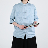 麦穗提花夏季新品2026风汉服短袖衬衫/衬衣A677-p65，男装T恤，钱塘7008(原4008)