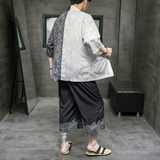 A3017*中国风数码印花冰丝面料开衫套装汉服套装p90，男装休闲套装，钱塘7008(原4008)