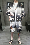 A3028*大码2021新款中国风仙鹤男装冰丝面料汉服套装p80，男装休闲套装，钱塘7008(原4008)