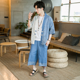 A3017*咖啡厅大码2021中国风夏季冰丝开衫套装汉服套装p90，男装休闲套装，钱塘7008(原4008)
