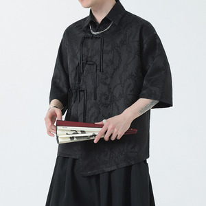 现货！黑暗风 山本耀司 蛇扣 麦穗提花  风 短袖衬衫A666*P65图片