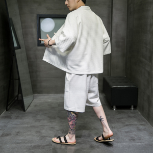 A3026*大码2021中国风 3色 华夫格爆款 开衫汉服套装p85图片