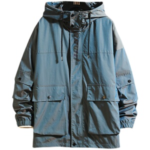AJ293*棉服大码M-5XL秋冬2021连帽渐变外套棉衣图片
