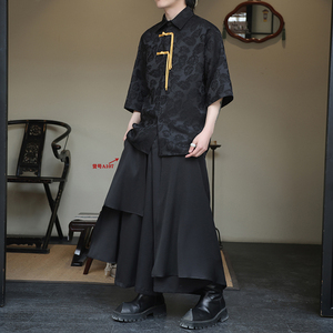 2026夏 提花 新中式 风 盘扣 团购汉服唐装短袖衬衫A639*P60图片