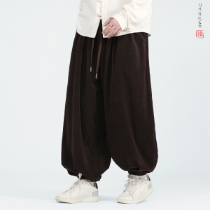 灯芯绒2色新款百搭秋冬2025宽松版哈伦灯笼裤子A3308-p68