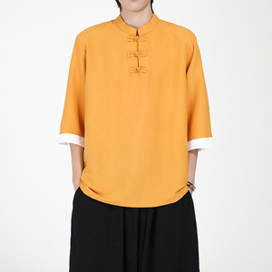 7色跑量  2025风夏季  云朵感盘扣 男汉服短袖T恤A8007-p40图片