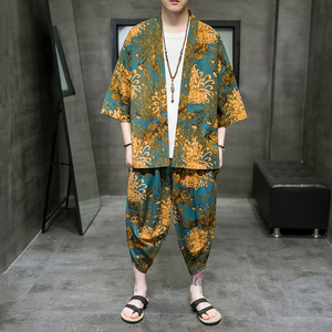 A3003*大码2021中国风 沙滩休闲 棉麻印花 开衫套装 汉服套装p80图片