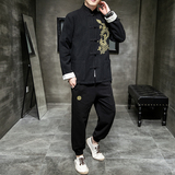 A1007中国风2021秋冬大码棉麻盘扣/唐装/汉服套装P130，男装民族服装，钱塘7008(原4008)