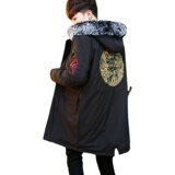 D07冬季棉衣风2021新品可脱卸狐狸毛中长款棉衣外套，男装棉衣，钱塘7008(原4008)