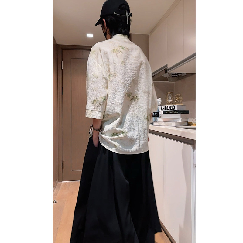 视频冰丝竹风改良2026短袖汉服衬衣A893-p65,男装T恤,钱塘7008(原4008)