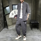 A1061*中国风2021套装简约T恤+长裤P95(控价108)，男装休闲套装，钱塘7008(原4008)