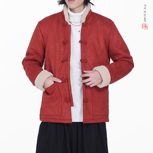 麂皮绒提花龙冬2025新中式盘扣外套唐装红棉衣外套A551-P148