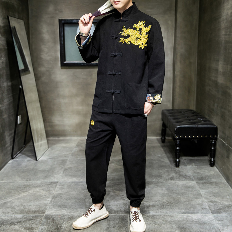 有货特价男装2026春龙刺绣盘扣/中年唐装/汉服套装A1005-P80,男装休闲套装,钱塘7008(原4008)