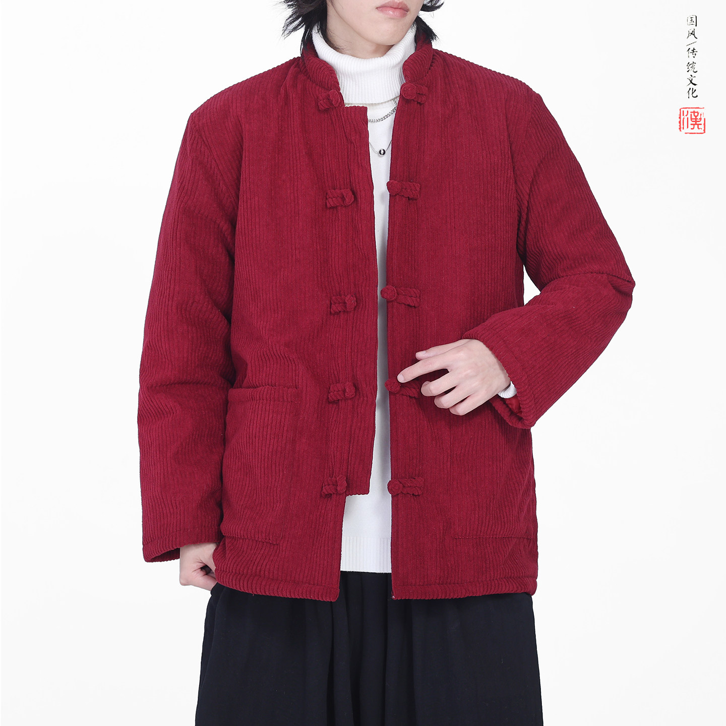 灯芯绒冬2025新中式盘扣外套保暖唐装红棉衣外套A550-P148,男装棉衣,钱塘7008(原4008)