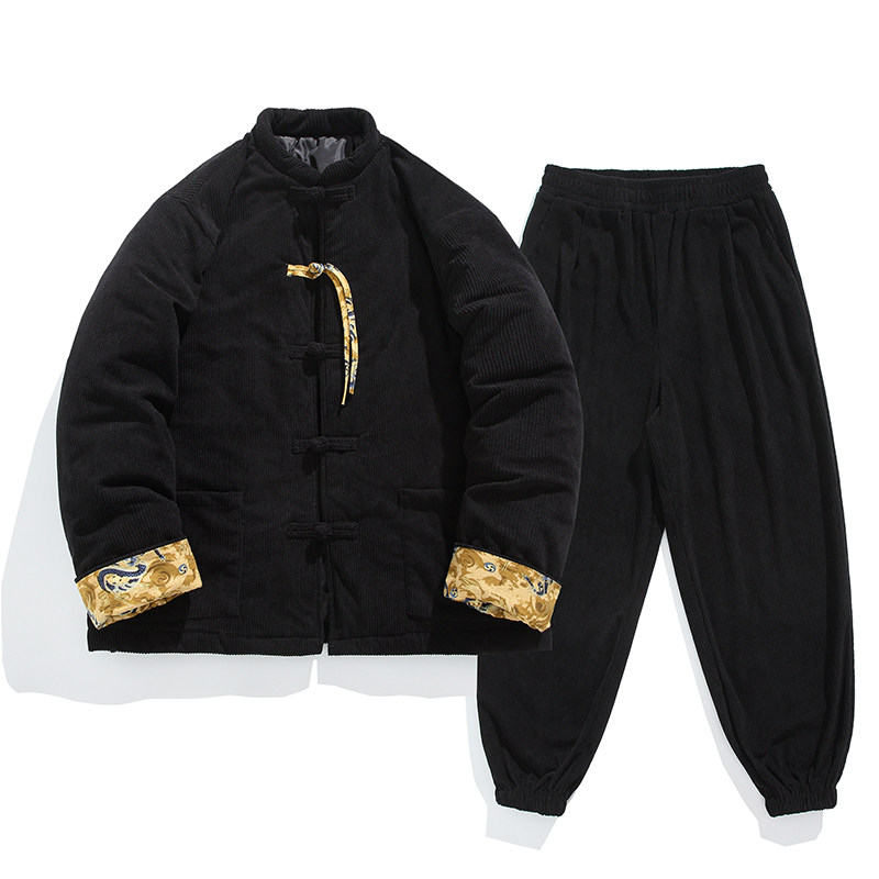 冬款2025灯芯绒套装唐装棉衣加厚汉服棉袄外套套装A339-P198,男装棉衣,钱塘7008(原4008)