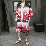 A3028*大码2021新款中国风仙鹤男装冰丝面料汉服套装p80，男装休闲套装，钱塘7008(原4008)
