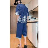 2026夏款新套装新品棉麻T恤+七分裤A005-P80，男装牛仔裤，钱塘7008(原4008)