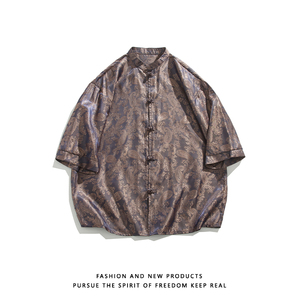 八角花提花 夏季新品2025 风 汉服短袖衬衫/衬衣A685-p48图片