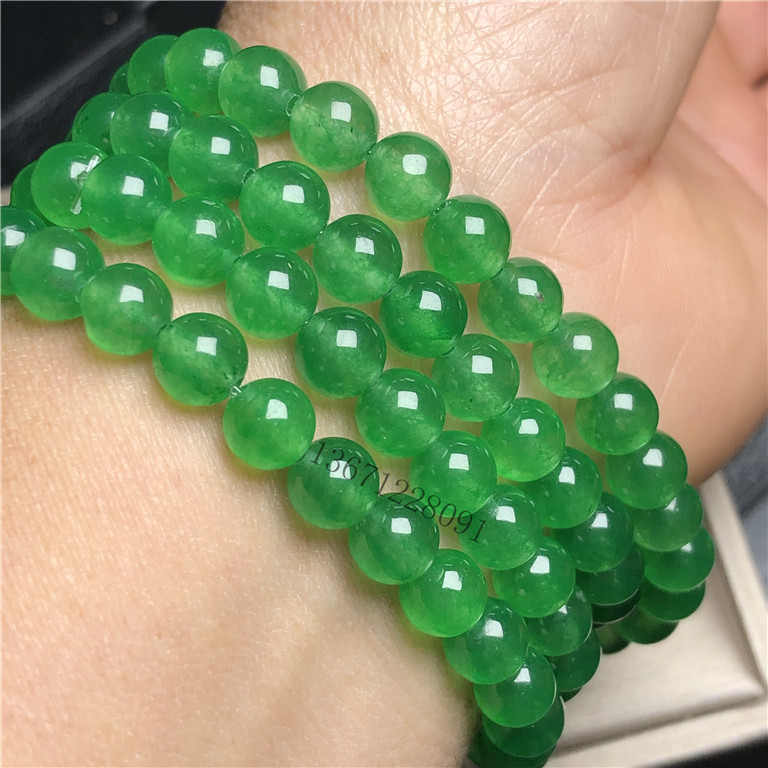 缅甸翡翠冰阳绿玉项链天然玉石多