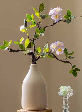 仿真花海棠花枝新中式禅意客厅装饰假花绿植摆件高级感插花花艺
