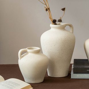 掬涵侘寂风陶罐花瓶陶瓷花器禅意插花干花中古风日式装饰花瓶摆件