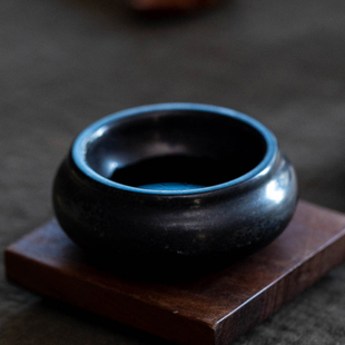 小型烟灰缸迷你天然大理石创意复古禅意高级仿陶瓷烟灰缸茶桌摆件