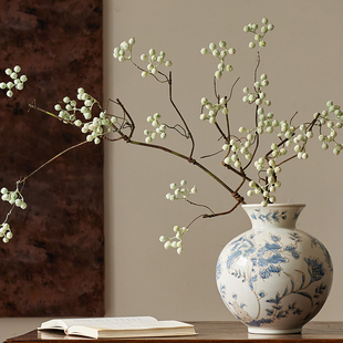 马桑果干枝长枝仿真花假花绿植摆设客厅复古禅意侘寂风干花摆件