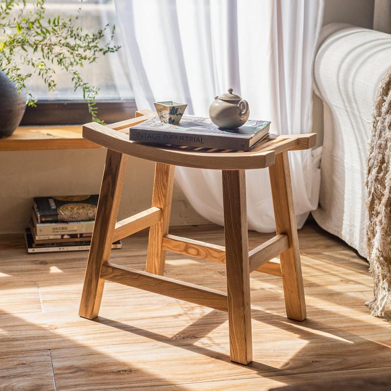 白蜡木小凳子家用榫卯结构马鞍凳