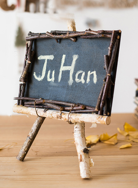 原木手工桌面小黑板展示牌摆件