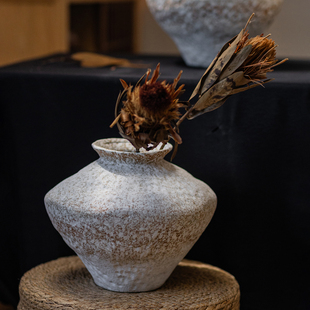 侘寂风陶瓷花瓶粗陶罐插花仿古做旧禅意新中式复古中古风花瓶摆件