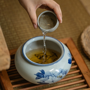 茶水废水缸建水茶渣缸复古中式废茶水盂茶道配件国风陶瓷茶渣桶