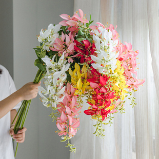 刺桐假花仿真花摆设轻奢高端花艺客厅玄关餐桌面插花家居装饰摆件