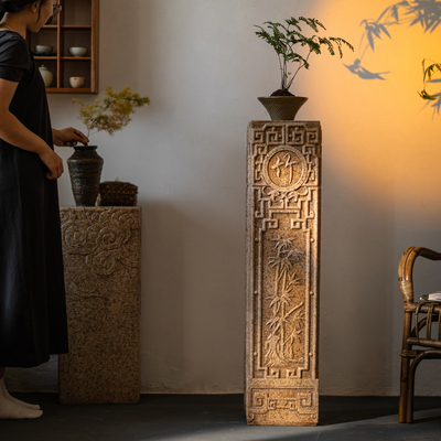 中式禅意复古仿石雕落地装饰摆件