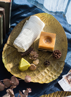 美式复古做旧铁艺杂物收纳盘摆件