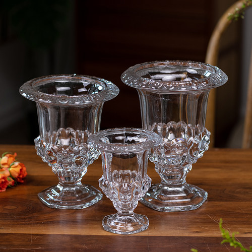 酒杯造型玻璃花瓶水培插花摆件