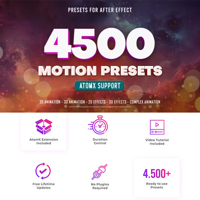 4500+图层图形动画预设包AE脚本 Motion Presets