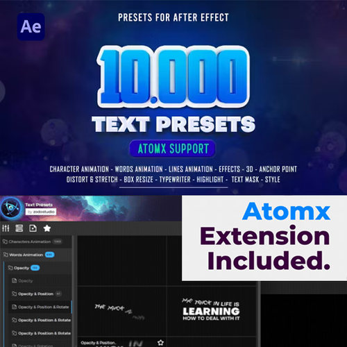 10000个文字动画预设包AE脚本 AtomX Text Presets
