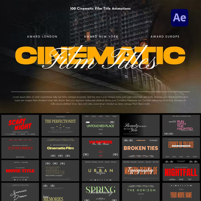 100组电影标题文字排版动画AE模板 Cinematic Titles