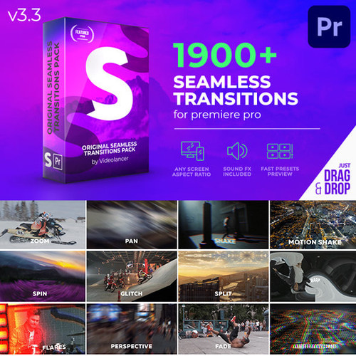 1900个 Premiere Pro 无缝转场特效 Seamless Transitions v3.3