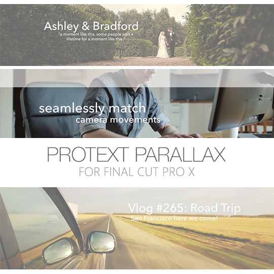 ProText Parallax 仅适用于直线运动拍摄的影片剪辑画面，简单快速添加视差文字效果；一行、两行、三行、四行文字供选用，支持中文输入。