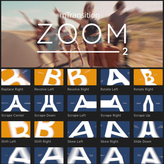 50种扭曲变形推拉缩放特效FCPX转场插件 mTransition Zoom 2