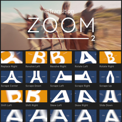 50种扭曲变形推拉缩放特效FCPX转场插件 mTransition Zoom 2