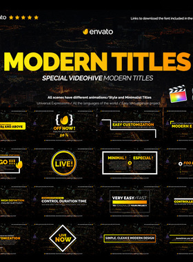 20枚现代企业宣传片文字动画FCPX字幕插件 Modern Promo Titles