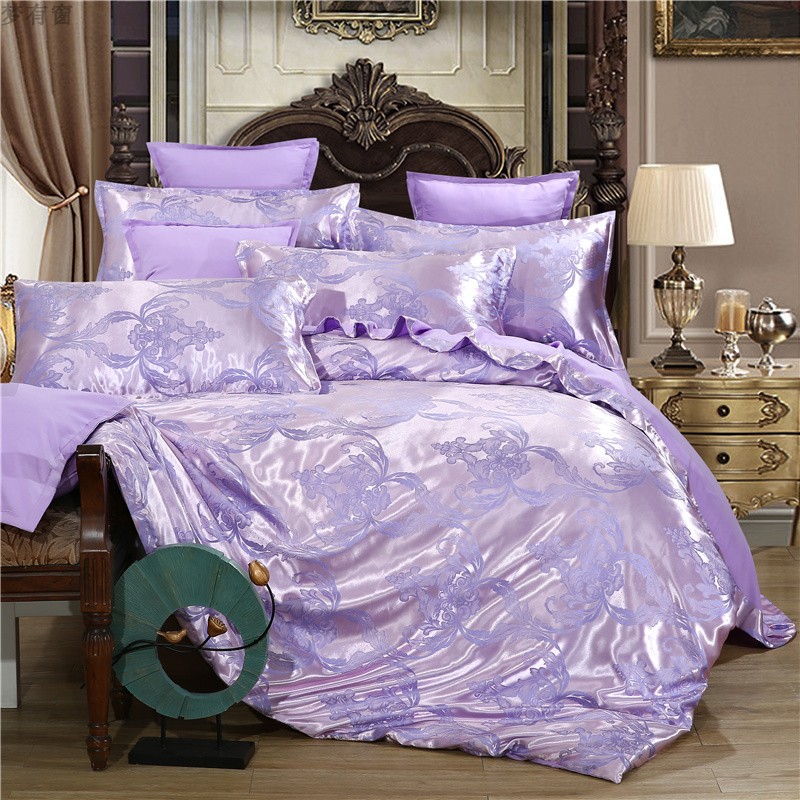 欧式贡缎提花四件套1.5米/1.8m床上用品丝滑绸缎床单双人被套床品
