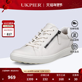 2025秋季 新品 休闲板鞋 Ecco爱步女鞋 侧拉链平底单鞋 柔酷7号490553