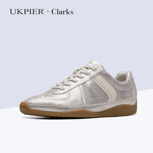 clarks其乐女鞋秋季新款平底复古休闲鞋系带拼色板鞋Meridor Lo