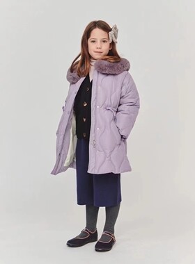 女童女孩毛领羽绒服外套冬