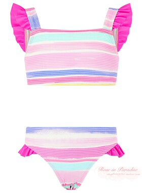 【国内现货】Accessorize 女童女孩海边彩色条纹比基尼泳衣